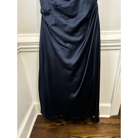 NWT La Femme 25996 Off the Shoulder Beaded Satin Trumpet Gown Blue Size 18 - Picture 7 of 10